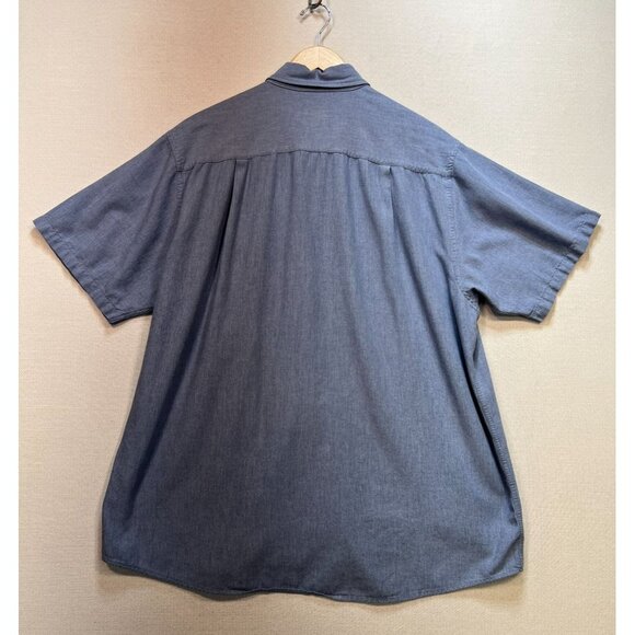 Forsyth Of Canada Mens Chambray Button-Down Shirt Large Blue Short Sleeve Casual - Picture 9 of 11